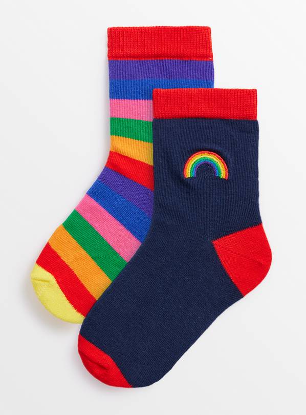 Pride Mini Me Rainbow Ankle Socks 2 Pack 4-6.5